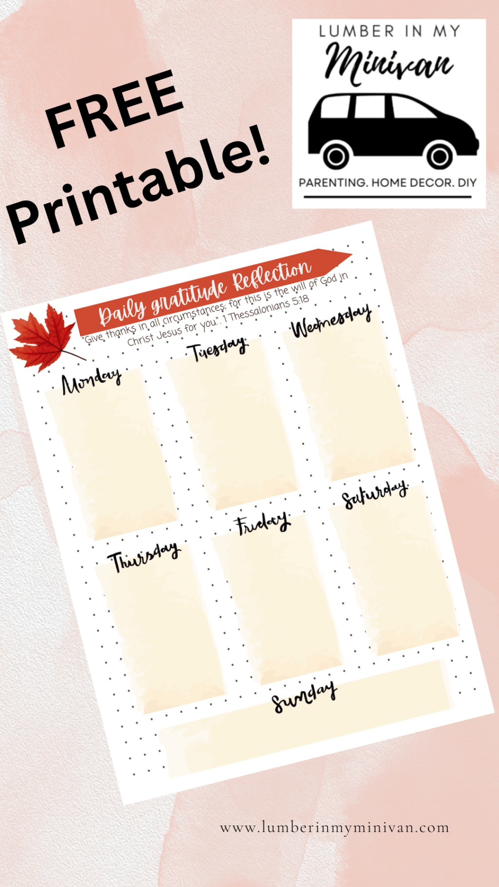 Free Printable: Daily gratitude&nbsp;reflection
